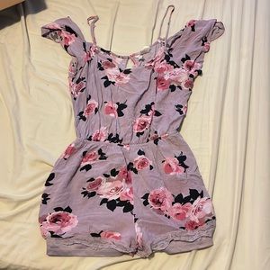 Purple floral romper